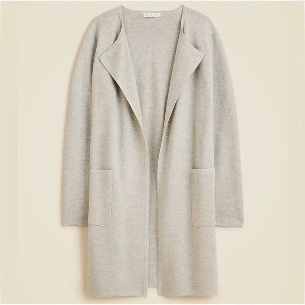 NWT J. Crew Juliette Collarless Sweater-Blazer SZ SMALL Wool Blend Gray Classic